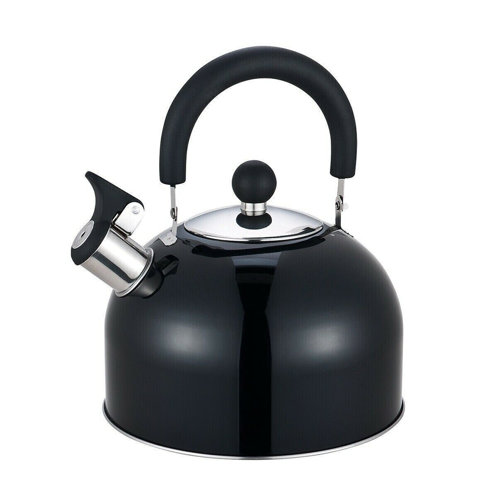 Belfry Kitchen 2.5L Stainless Steel Whistling Kettle Black Wayfair.co.uk